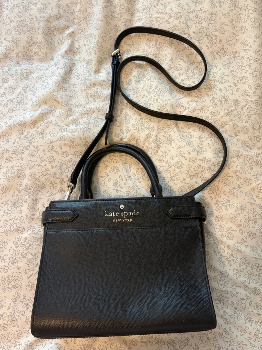 kate spade Black Leather Satchel with Crossbody Strap